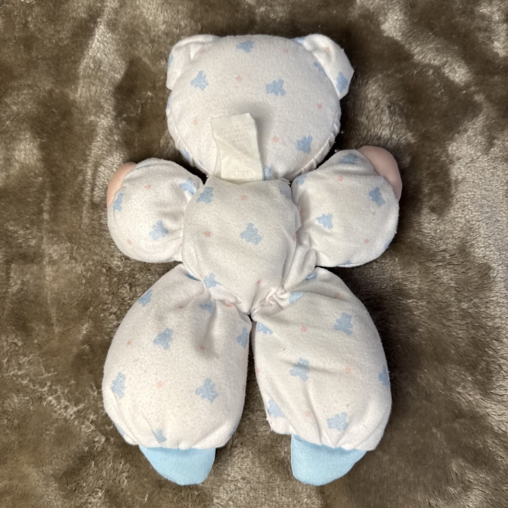 Vintage 1989 Fisher Price Slumber Babies Baby Doll White Blue Bear Print Plush - Picture 2 of 5